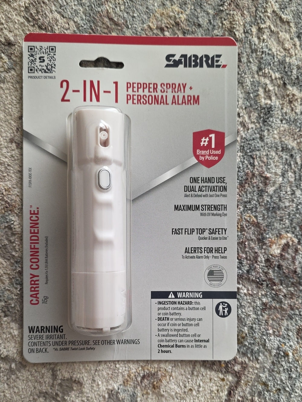 SABRE 2-in-1 White Pepper Spray & Personal Alarm